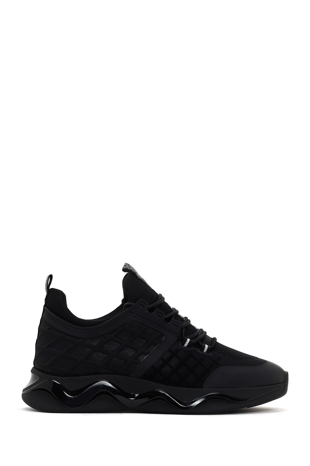 Erkek Siyah Kalın Tabanlı Deri Sneaker