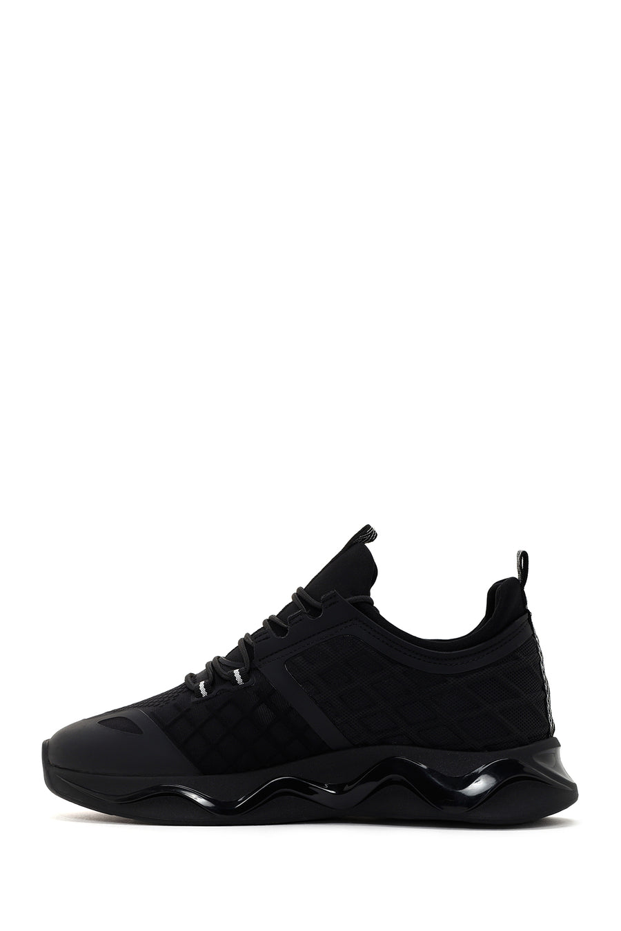 Men's Black Thick Soled Leather Sneaker
