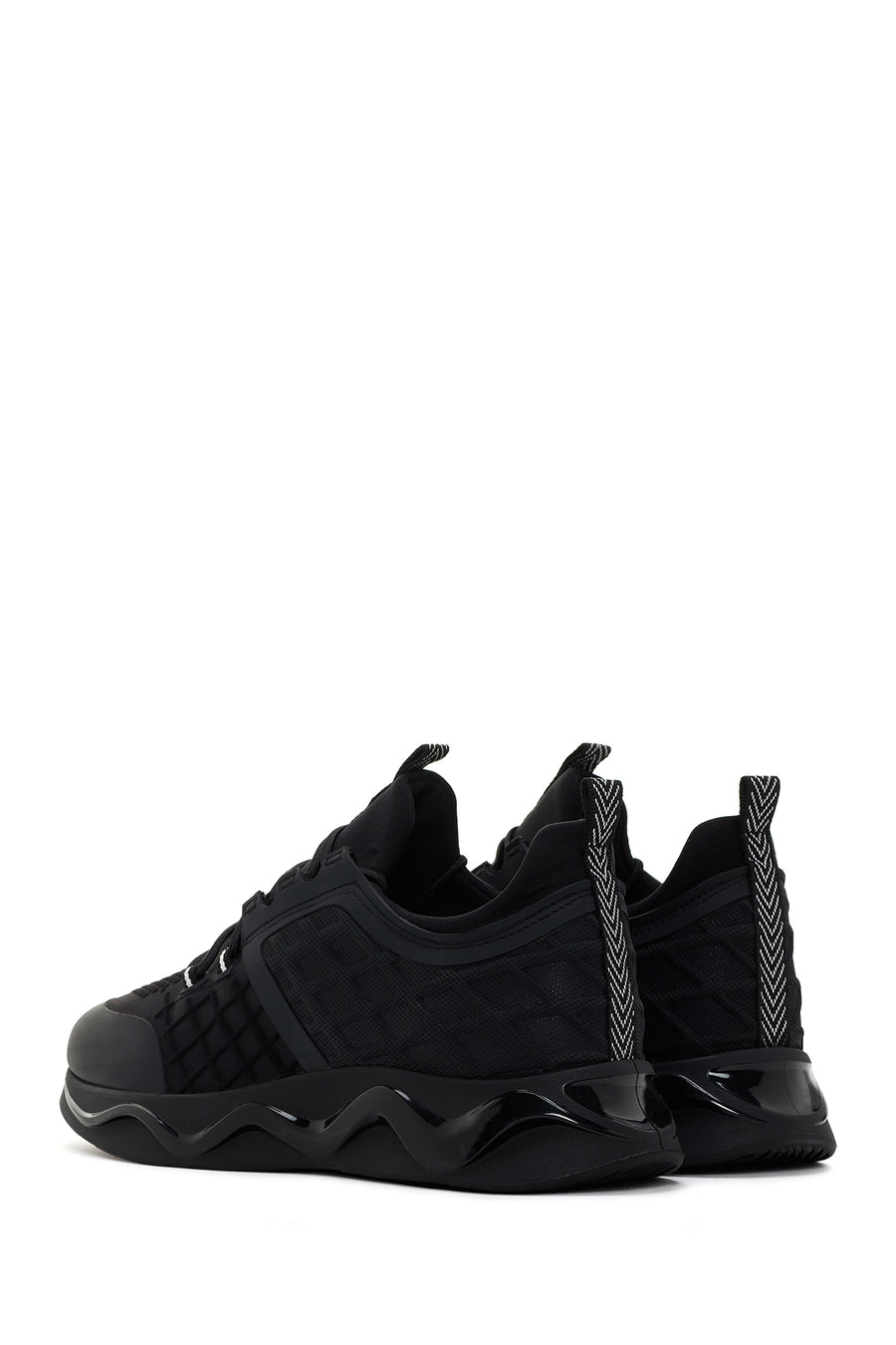 Men's Black Thick Soled Leather Sneaker