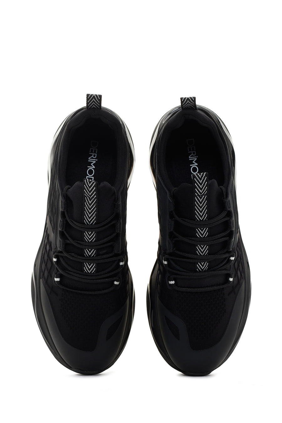 Men's Black Thick Soled Leather Sneaker