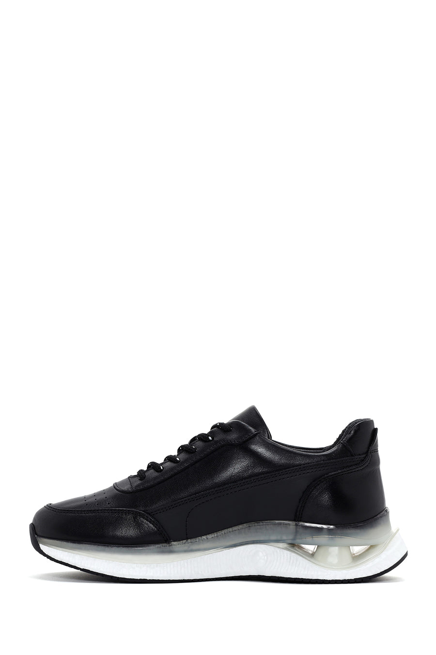Men's Black Thick Soled Leather Sneaker