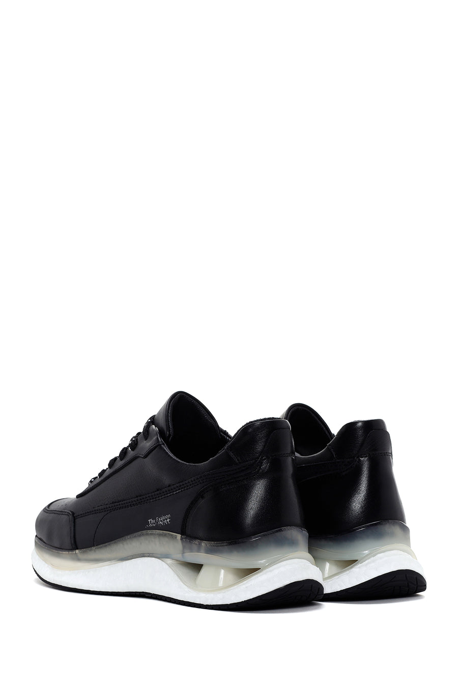 Men's Black Thick Soled Leather Sneaker