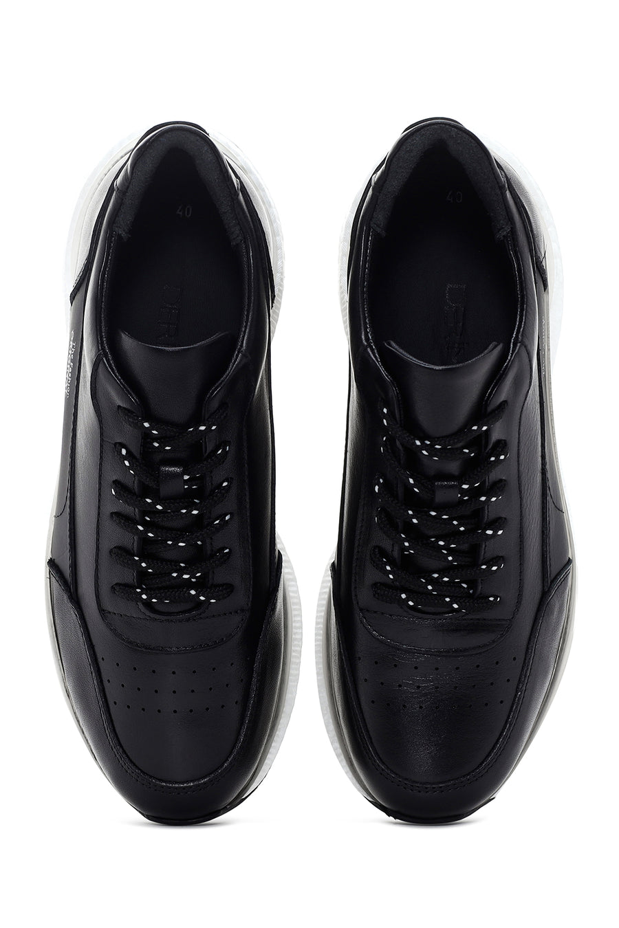 Men's Black Thick Soled Leather Sneaker