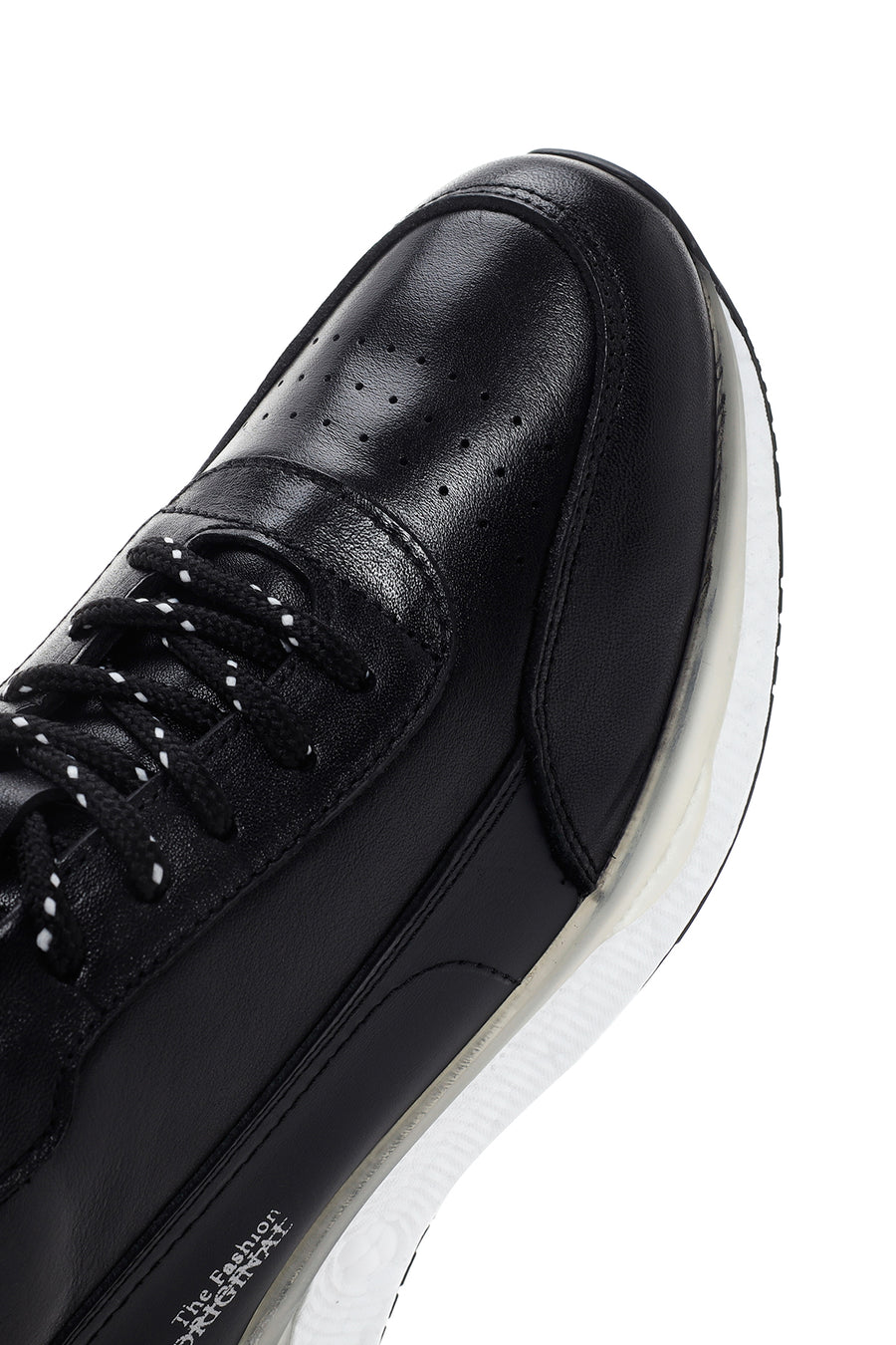 Men's Black Thick Soled Leather Sneaker
