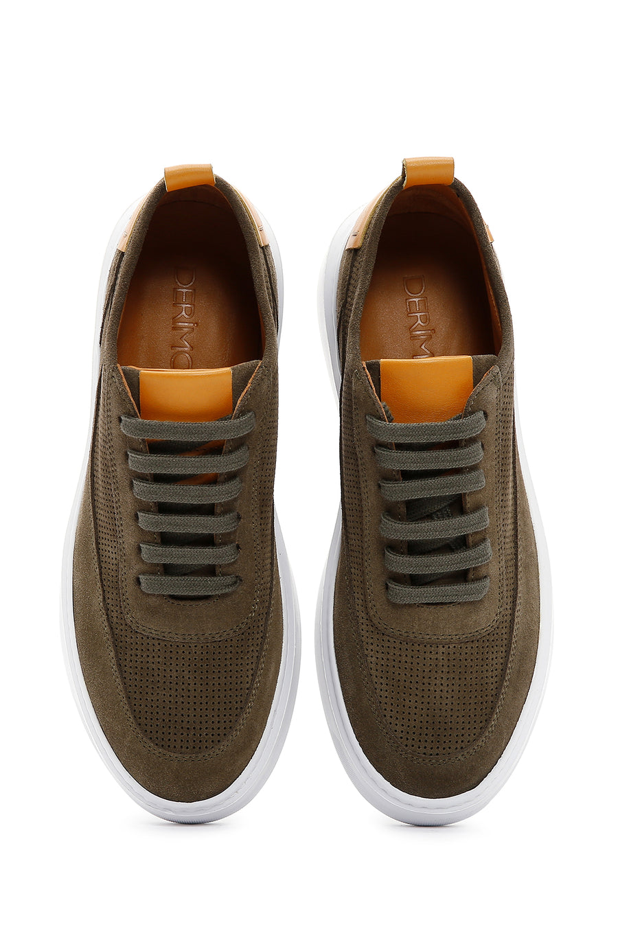 Erkek Haki Süet Deri Kalın Tabanlı Sneaker