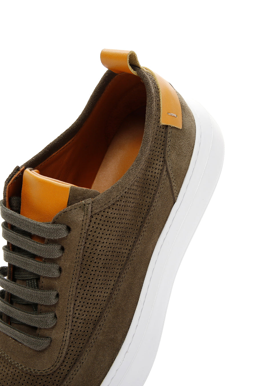 Erkek Haki Süet Deri Kalın Tabanlı Sneaker