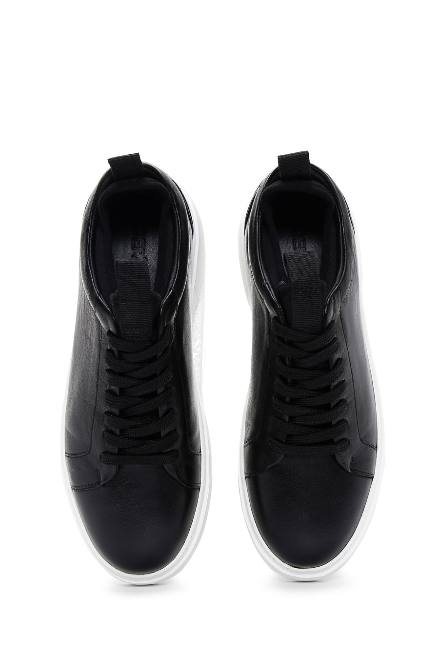 Erkek Siyah Deri Çoraplı Kalın Tabanlı Sneaker
