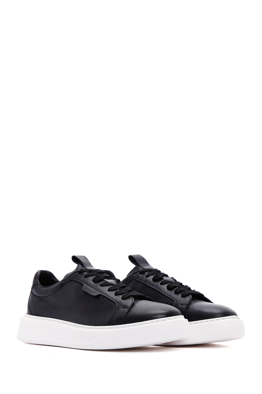Erkek Siyah Deri Kalın Tabanlı Sneaker
