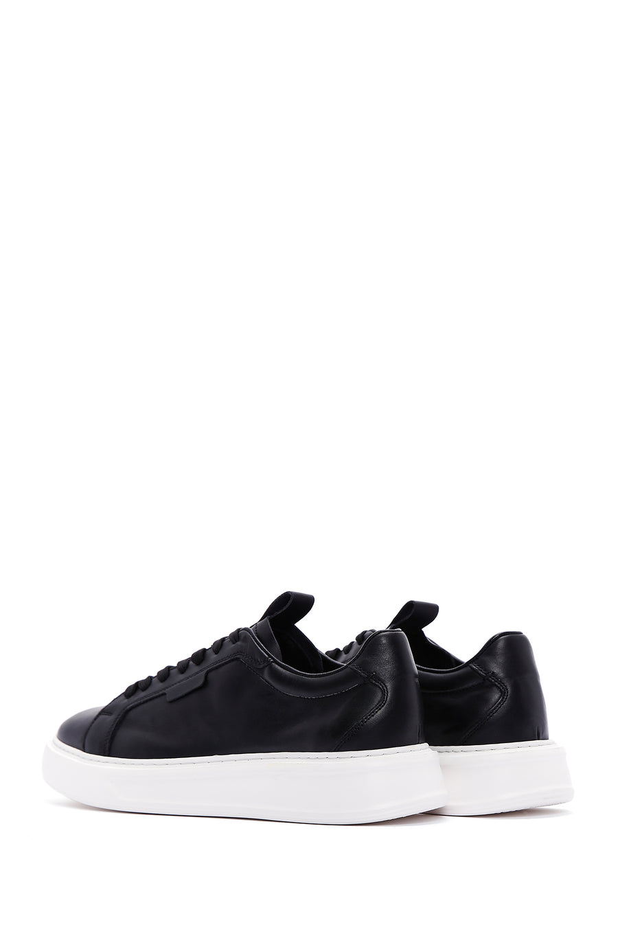 Erkek Siyah Deri Kalın Tabanlı Sneaker