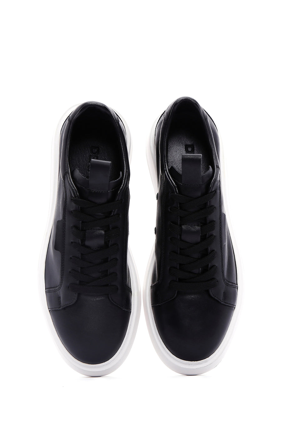 Erkek Siyah Deri Kalın Tabanlı Sneaker
