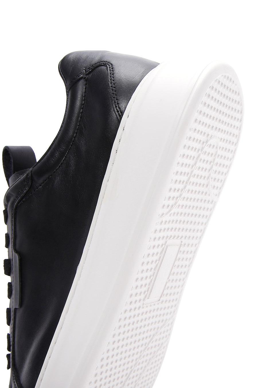 Erkek Siyah Deri Kalın Tabanlı Sneaker
