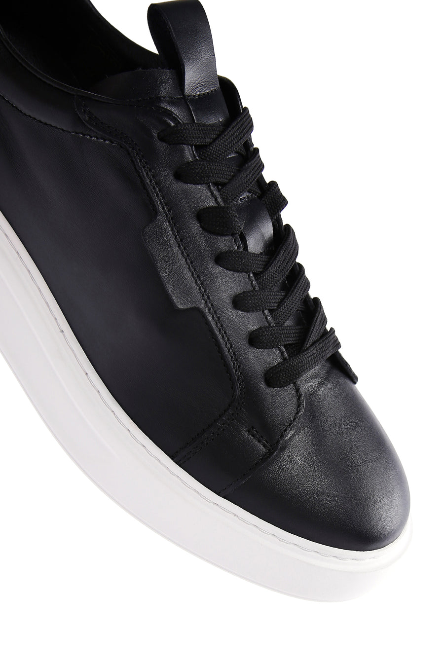 Erkek Siyah Deri Kalın Tabanlı Sneaker
