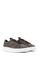 Men's Dark Gray Nubuck Leather Sneaker | Derimod