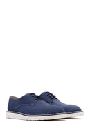 Men's Blue Nubuck Leather Casual Shoes | Derimod