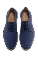 Men's Blue Nubuck Leather Casual Shoes | Derimod