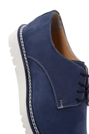 Men's Blue Nubuck Leather Casual Shoes | Derimod