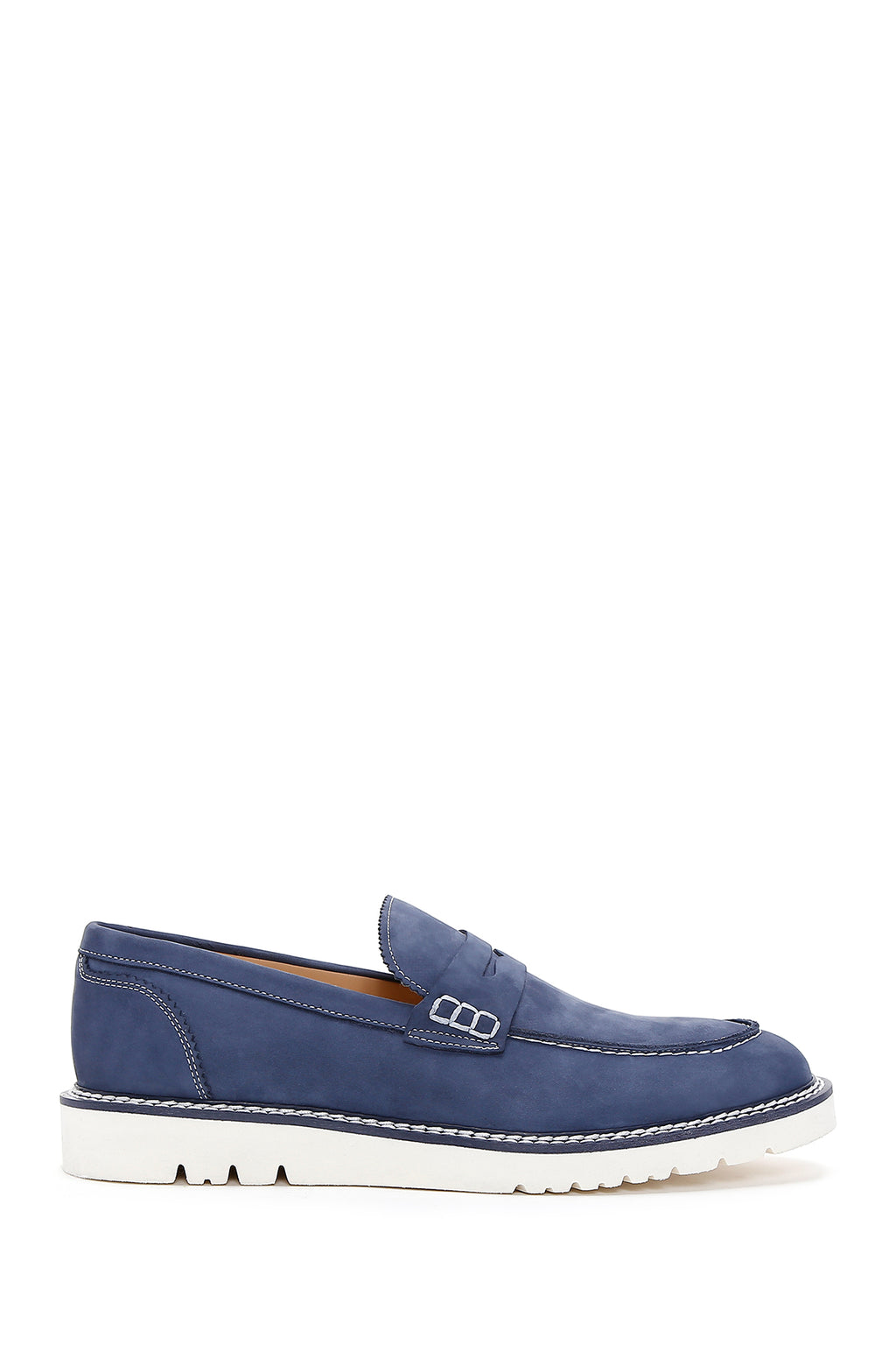 Erkek Mavi Nubuk Deri Casual Loafer