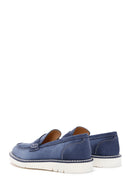 Men's Blue Nubuck Leather Casual Loafer | Derimod
