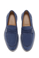 Men's Blue Nubuck Leather Casual Loafer | Derimod
