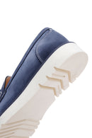 Men's Blue Nubuck Leather Casual Loafer | Derimod