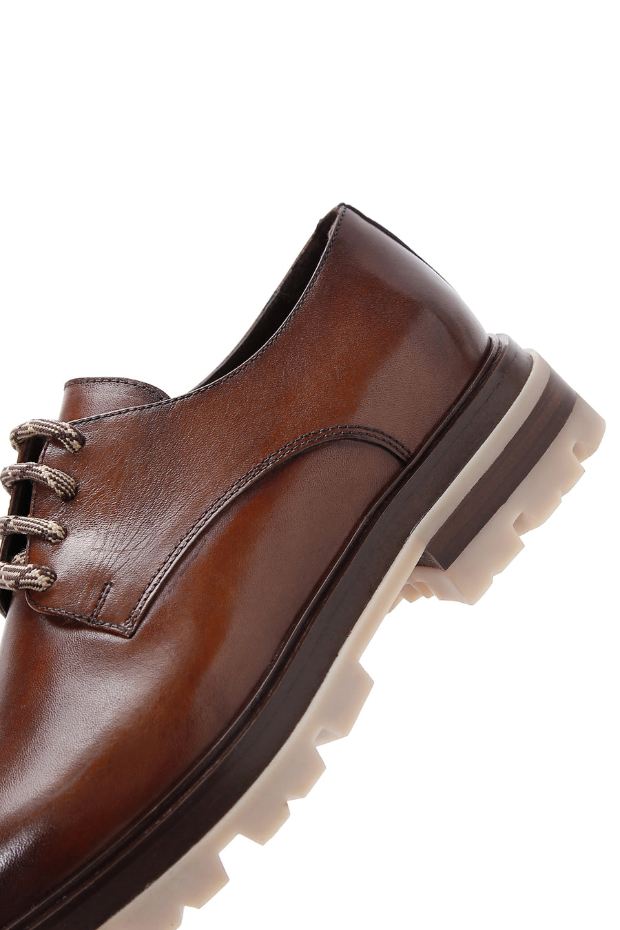 Men's Tan Leather Thick Soled Casual Shoes