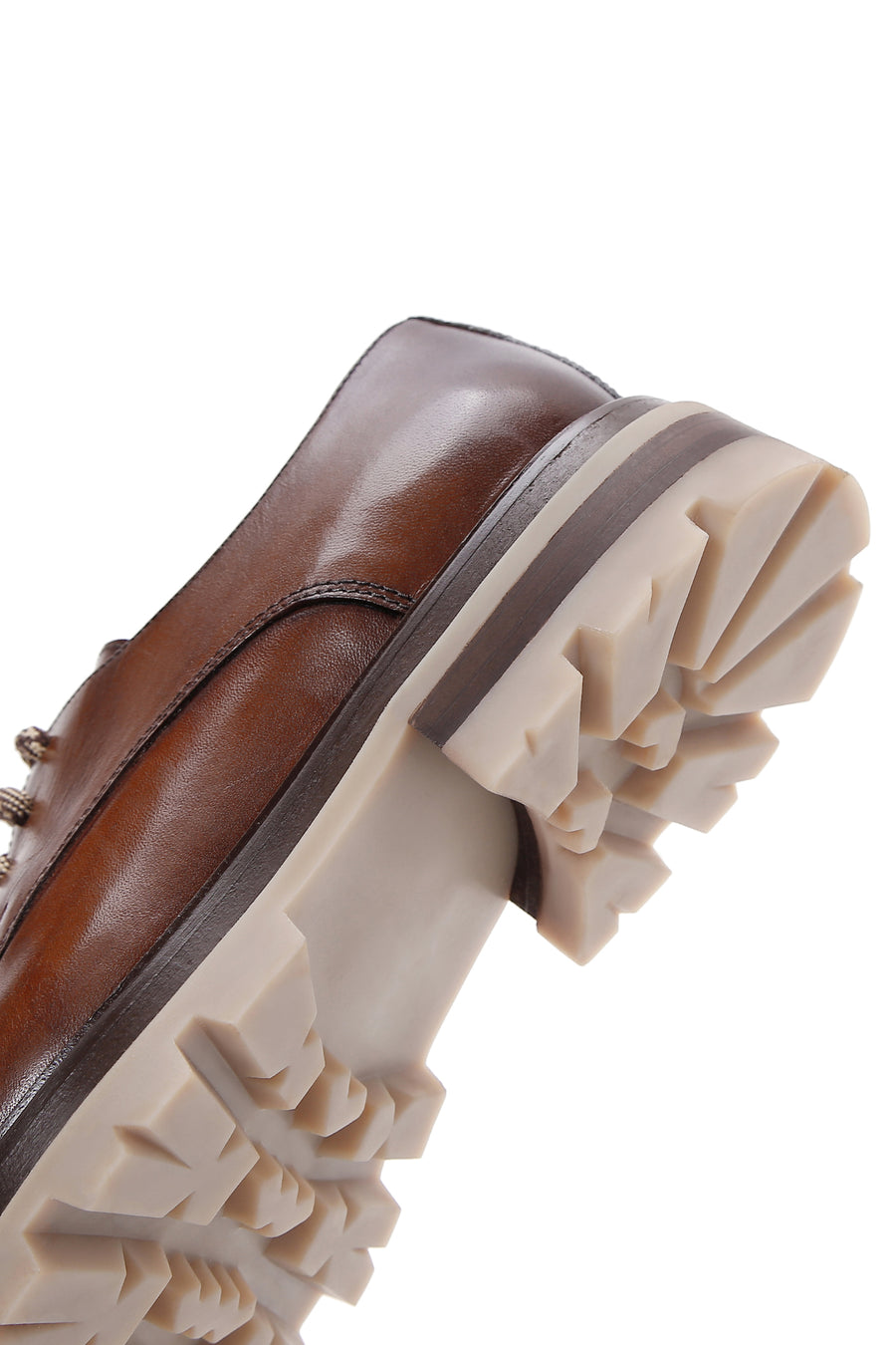 Men's Tan Leather Thick Soled Casual Shoes
