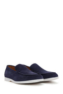 Men's Navy Blue Suede Leather Sports Loafer | Derimod