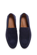 Men's Navy Blue Suede Leather Sports Loafer | Derimod