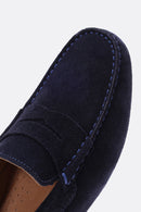 Men's Navy Blue Suede Leather Loafer | Derimod