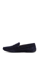 Men's Navy Blue Suede Leather Loafer | Derimod