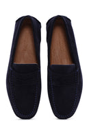 Men's Navy Blue Suede Leather Loafer | Derimod
