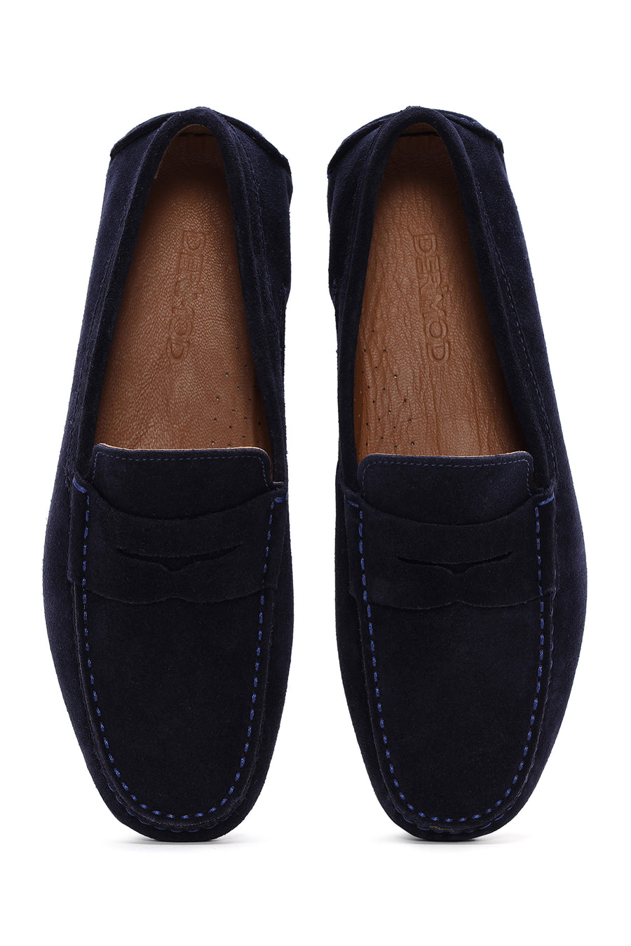 Erkek Lacivert Süet Deri Loafer