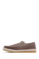 Men's Beige Suede Leather Espadrille | Derimod