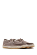 Men's Beige Suede Leather Espadrille | Derimod