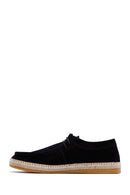 Men's Navy Blue Suede Leather Espadrille | Derimod