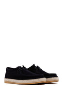 Men's Navy Blue Suede Leather Espadrille | Derimod