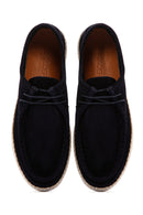 Men's Navy Blue Suede Leather Espadrille | Derimod