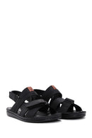 Men's Black Leather Sandals | Derimod
