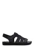 Men's Black Leather Casual Sandals | Derimod