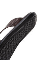 Men's Brown Leather Casual Flat Slippers | Derimod