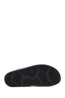 Men's Black Leather Flat Slippers | Derimod