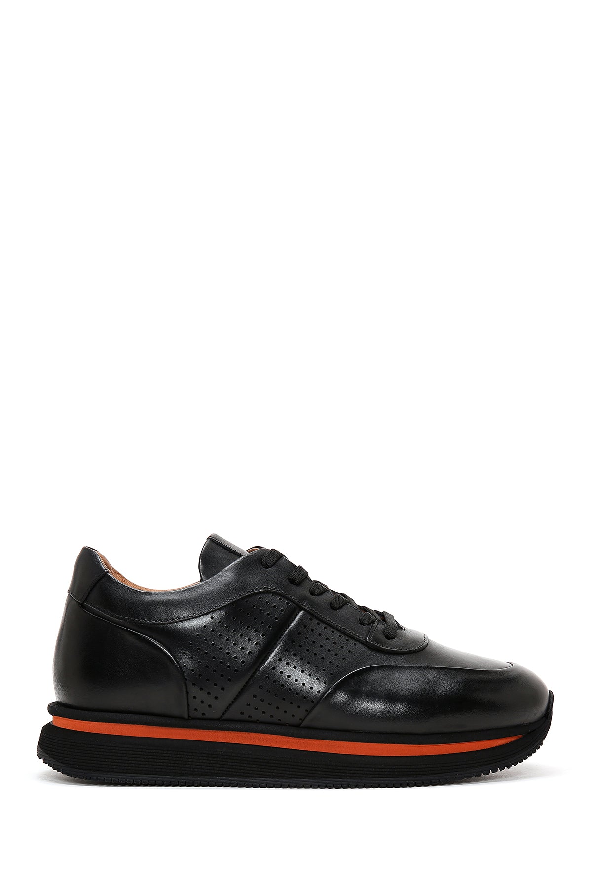 Men's Black Leather Thick Soled Sneaker 23SFD628018 | Derimod