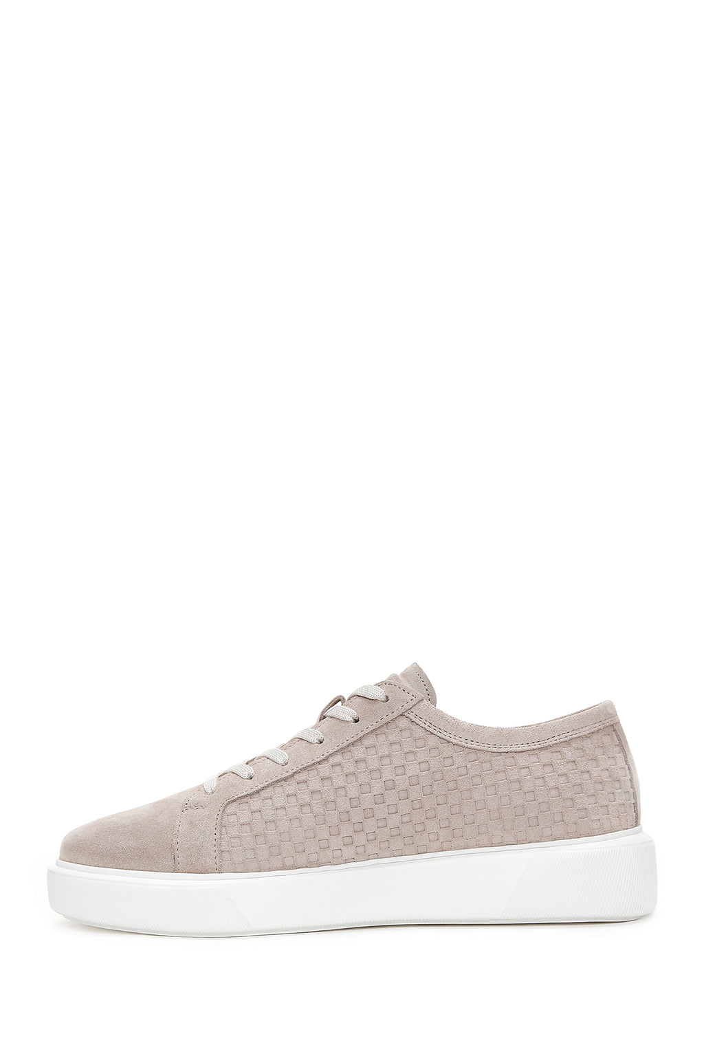 Erkek Bej Süet Deri Kalın Tabanlı Sneaker