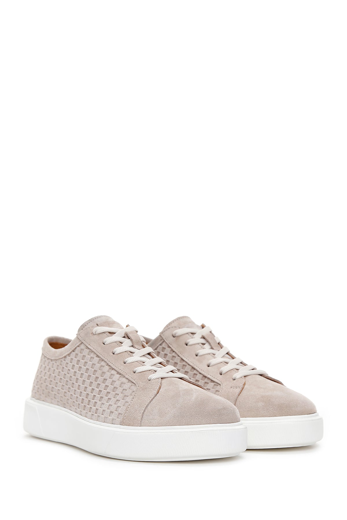 Erkek Bej Süet Deri Kalın Tabanlı Sneaker