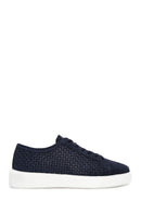 Men's Navy Blue Suede Leather Thick Soled Sneaker | Derimod
