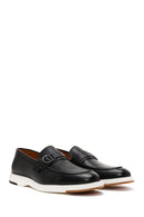 Men's Black Leather Buckle Loafer | Derimod