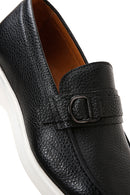 Men's Black Leather Buckle Loafer | Derimod