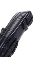 Men's Navy Blue Leather Braided Buckle Loafer | Derimod