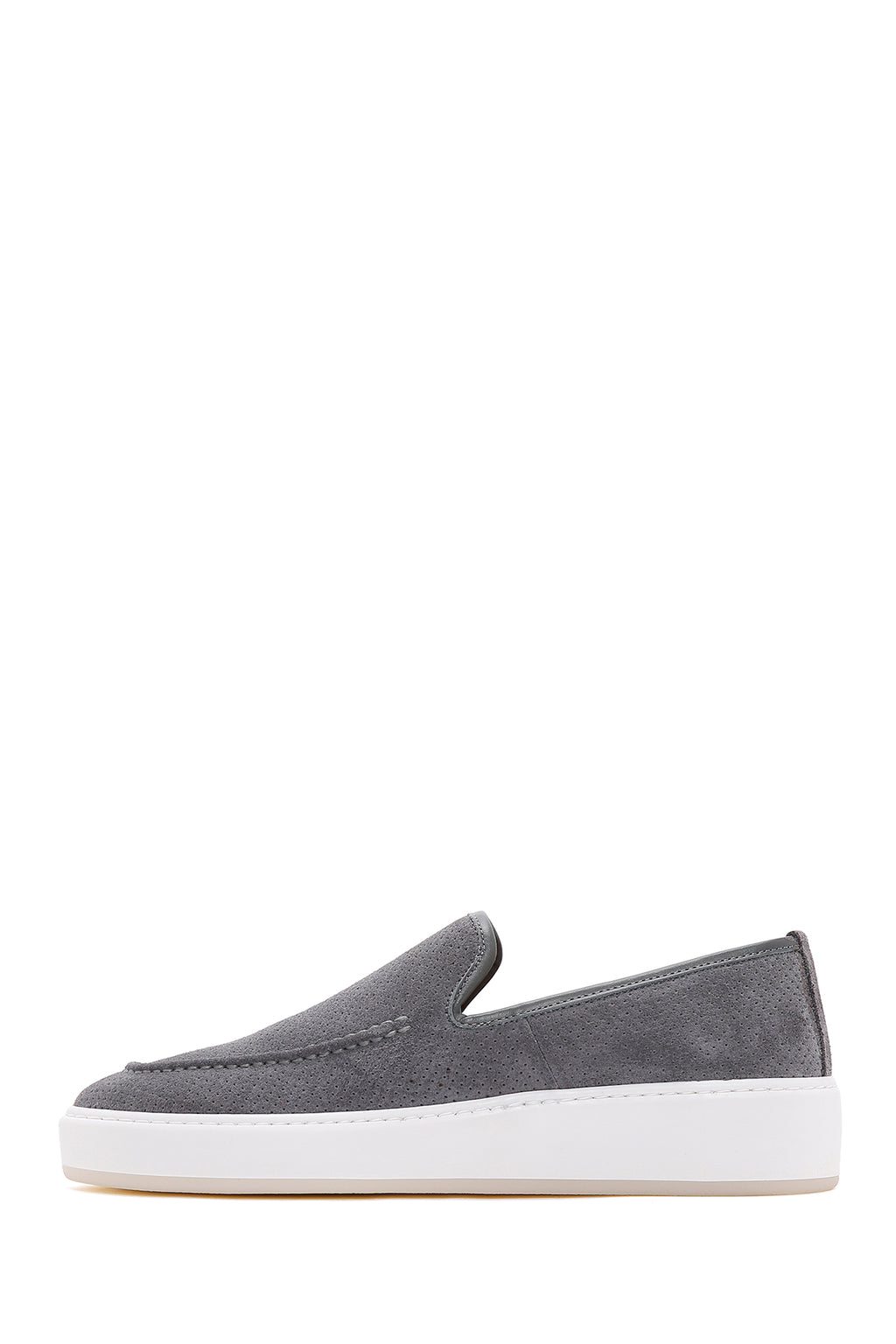 Erkek Gri Süet Deri Spor Loafer