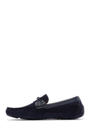 Men's Navy Blue Suede Leather Sports Loafer | Derimod